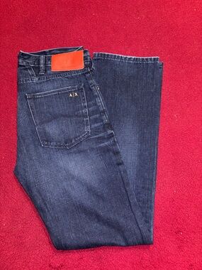 A|X Armani Exchange Men's Dark Indigo Slim Jeans with Orange Patch